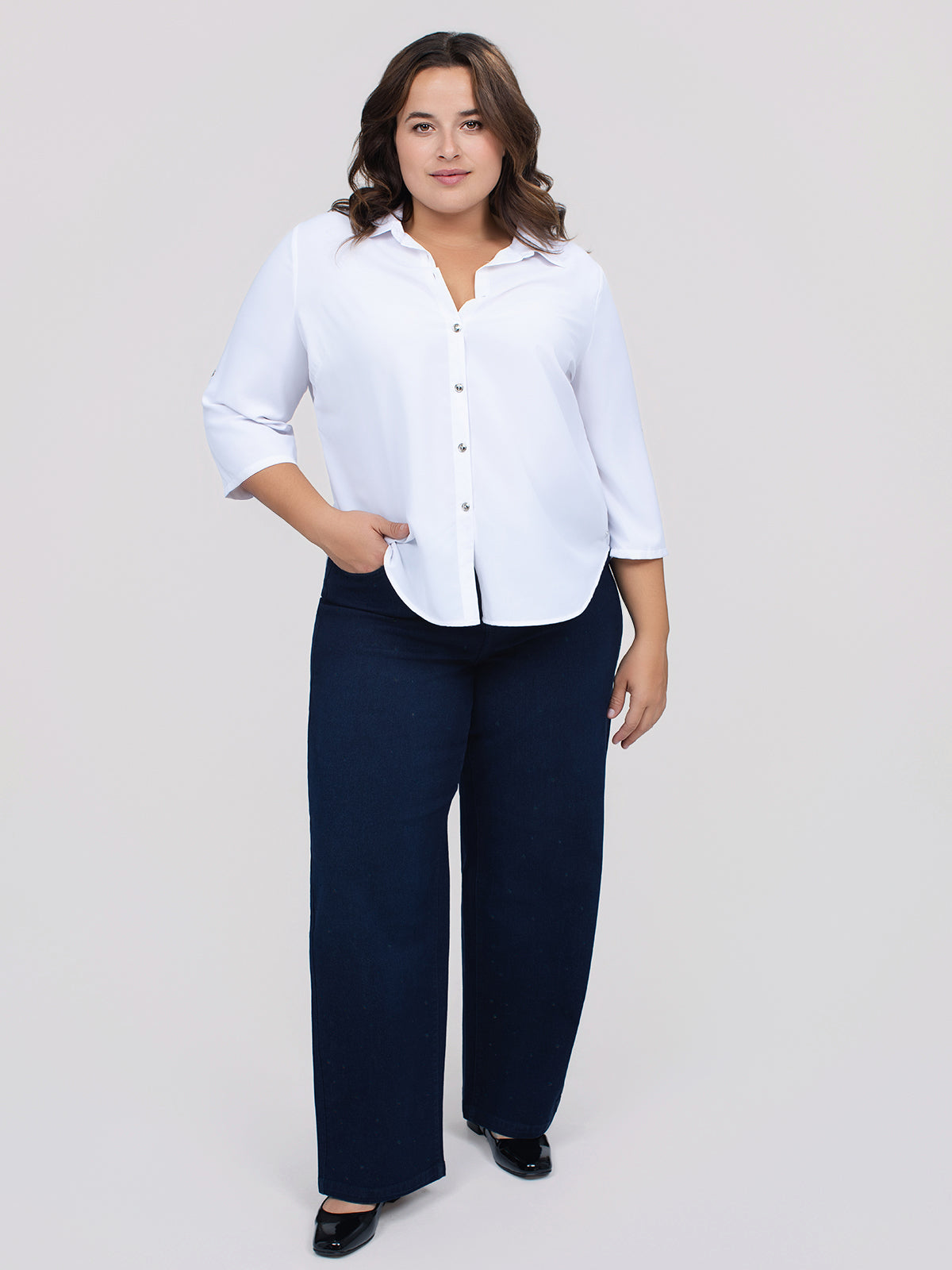 Blouse à manches 3/4 avec boutons