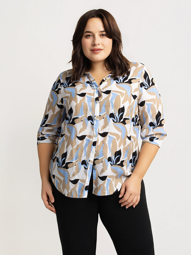 3/4-sleeve blouse with buttons – Claire France