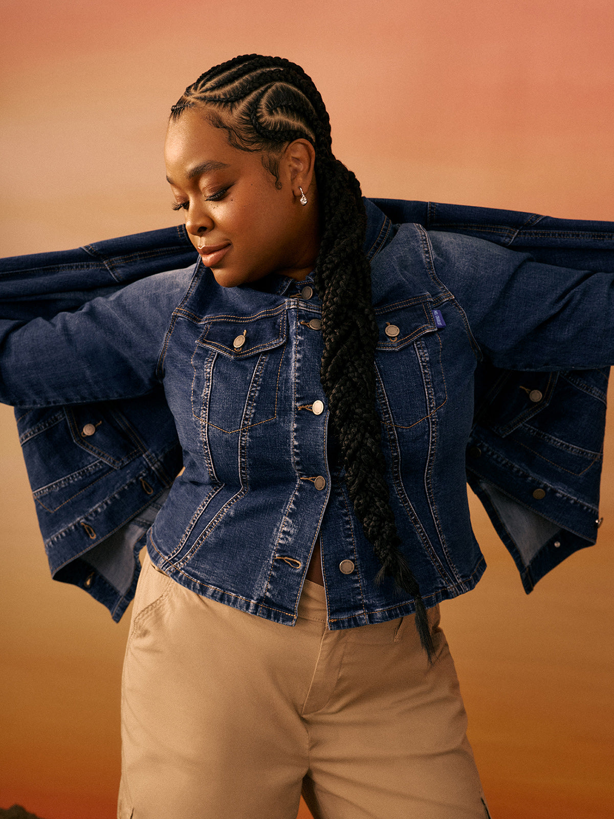 Veste en denim ajustée à manches longues