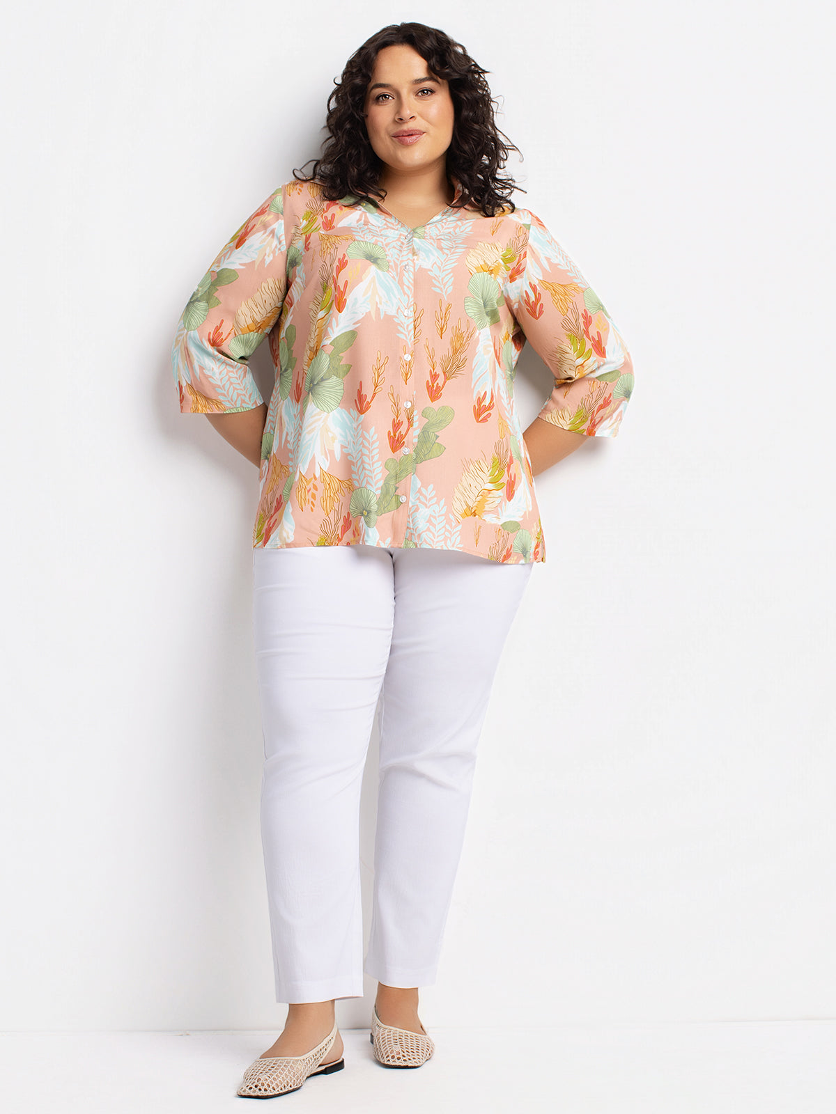 Blouse à manches 3/4 avec boutons