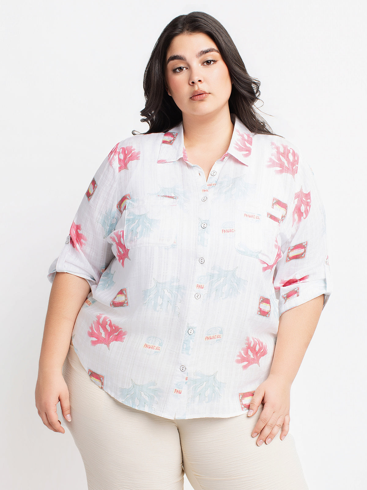 Blouse à manches 3/4 avec boutons