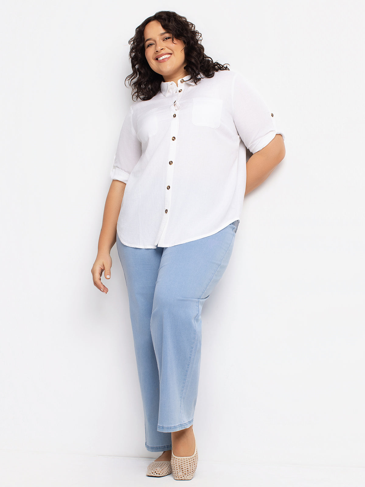 Blouse à manches 3/4 avec boutons