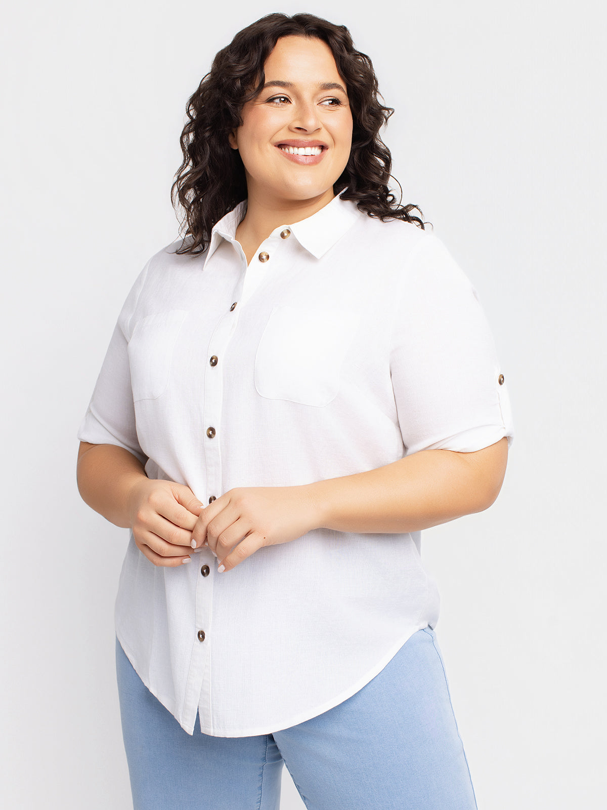 Blouse à manches 3/4 avec boutons