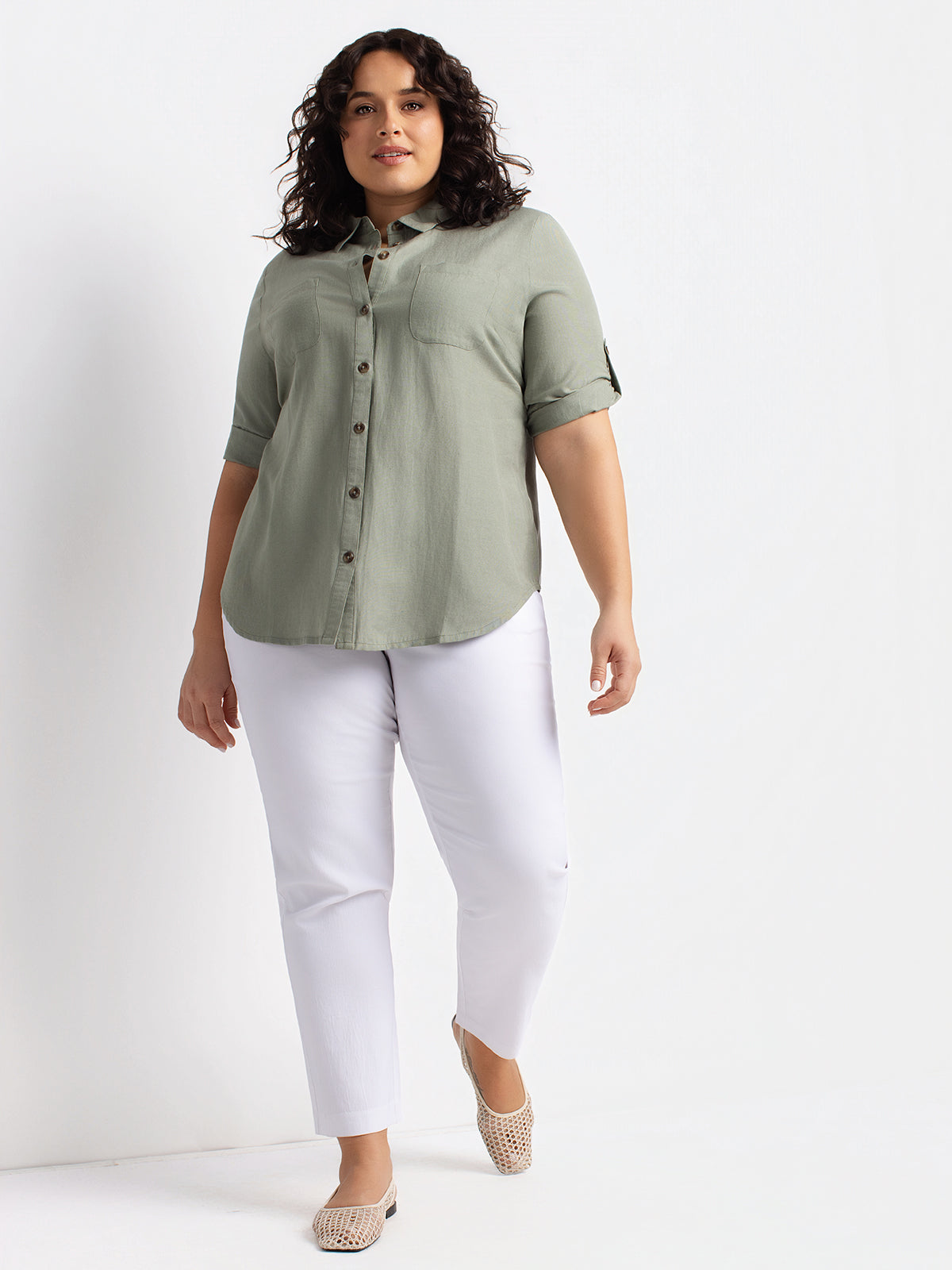 Blouse à manches 3/4 avec boutons
