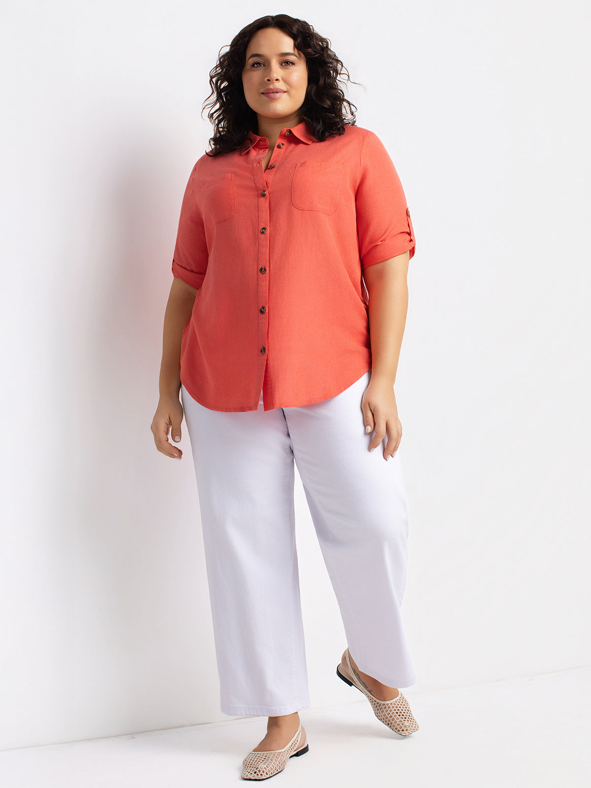 Blouse à manches 3/4 avec boutons