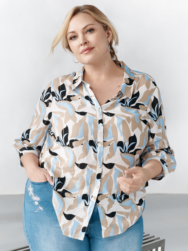 3/4-sleeve blouse with buttons – Claire France