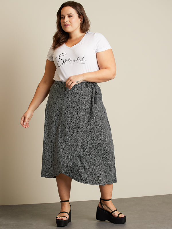Flared wrap round skirt