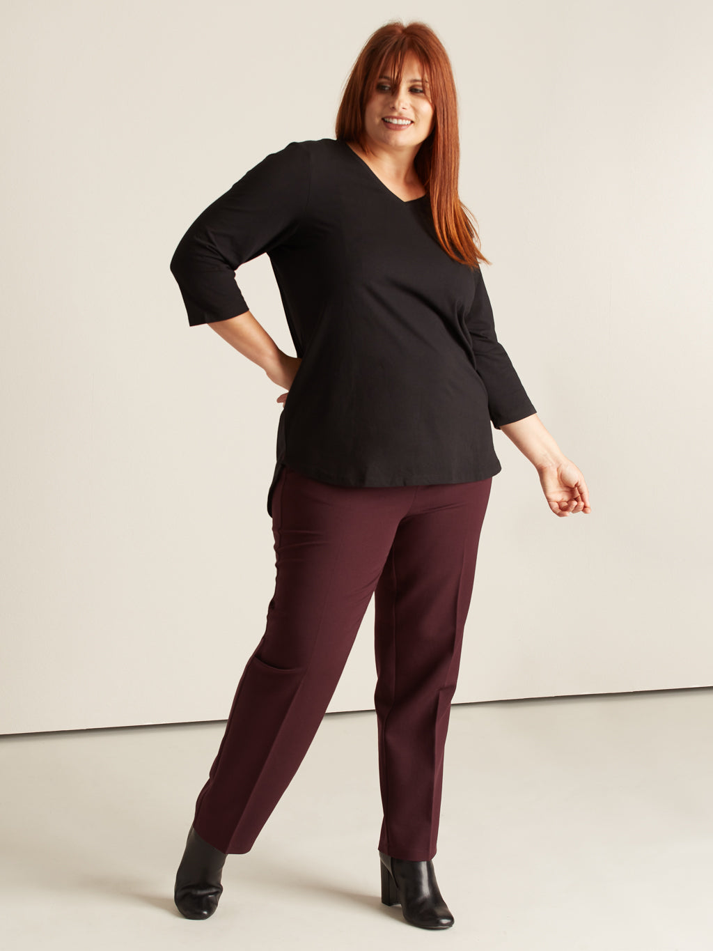 Pantalon habillé droit semi-ajusté à enfiler - Petite