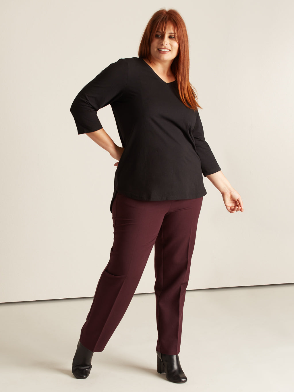 Straight semi-fitted pull-on pant  - Petite