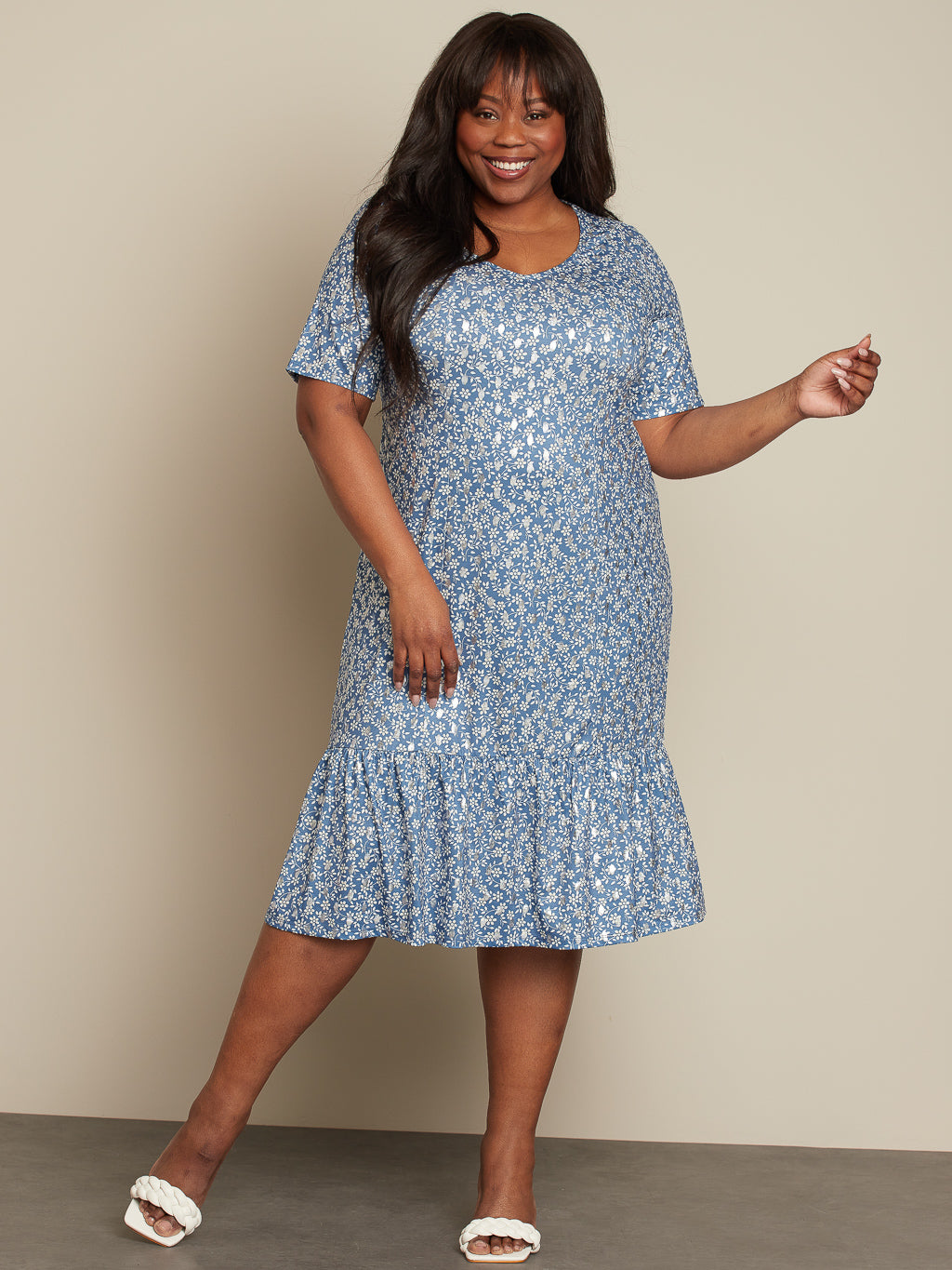 Robe midi ligne A en tricot