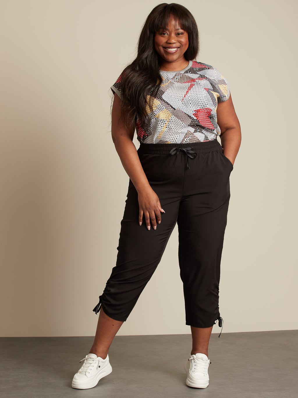 Pantalon 7/8 avec fronces aux ourlets