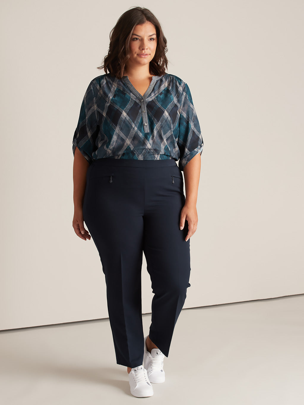Pantalon habillé droit semi-ajusté à enfiler - Petite
