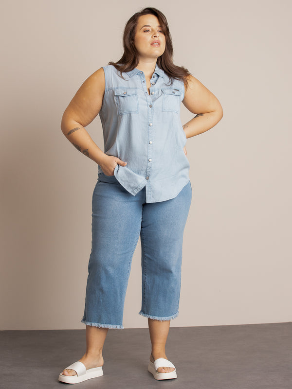 Blouse sans manche en tencel