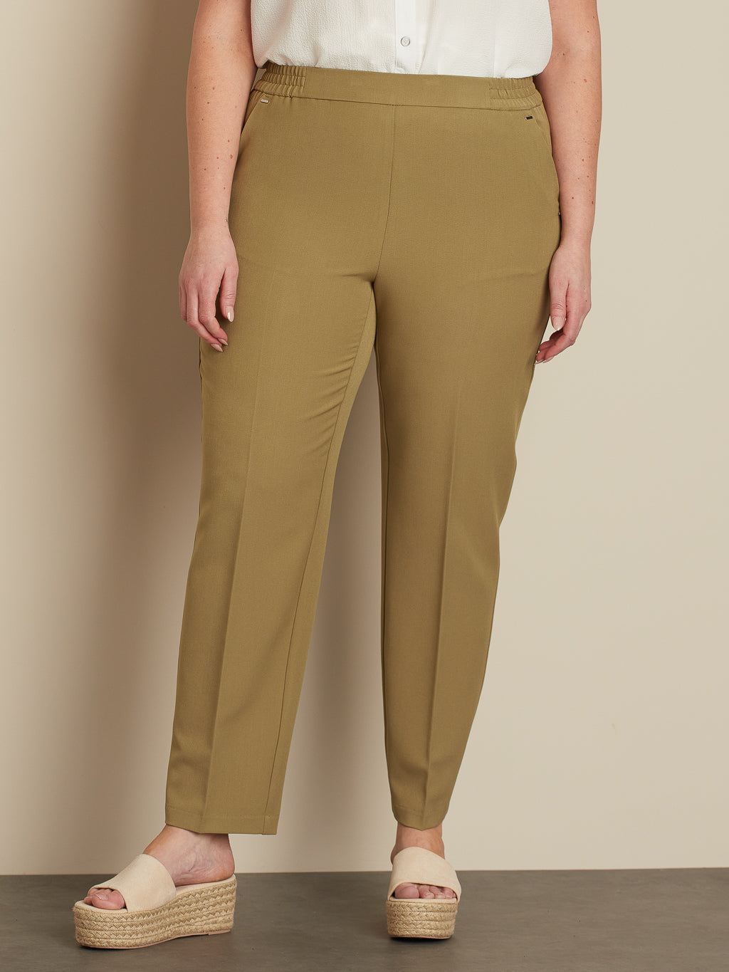 Straight semi-fitted pull-on dress pant  - Petite