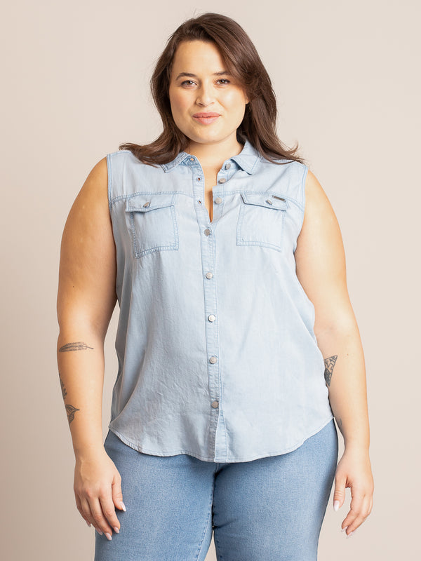 Blouse sans manche en tencel