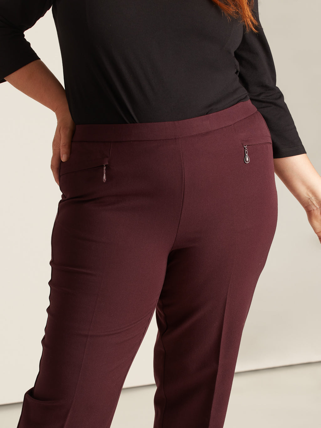 Pantalon habillé droit semi-ajusté à enfiler - Petite