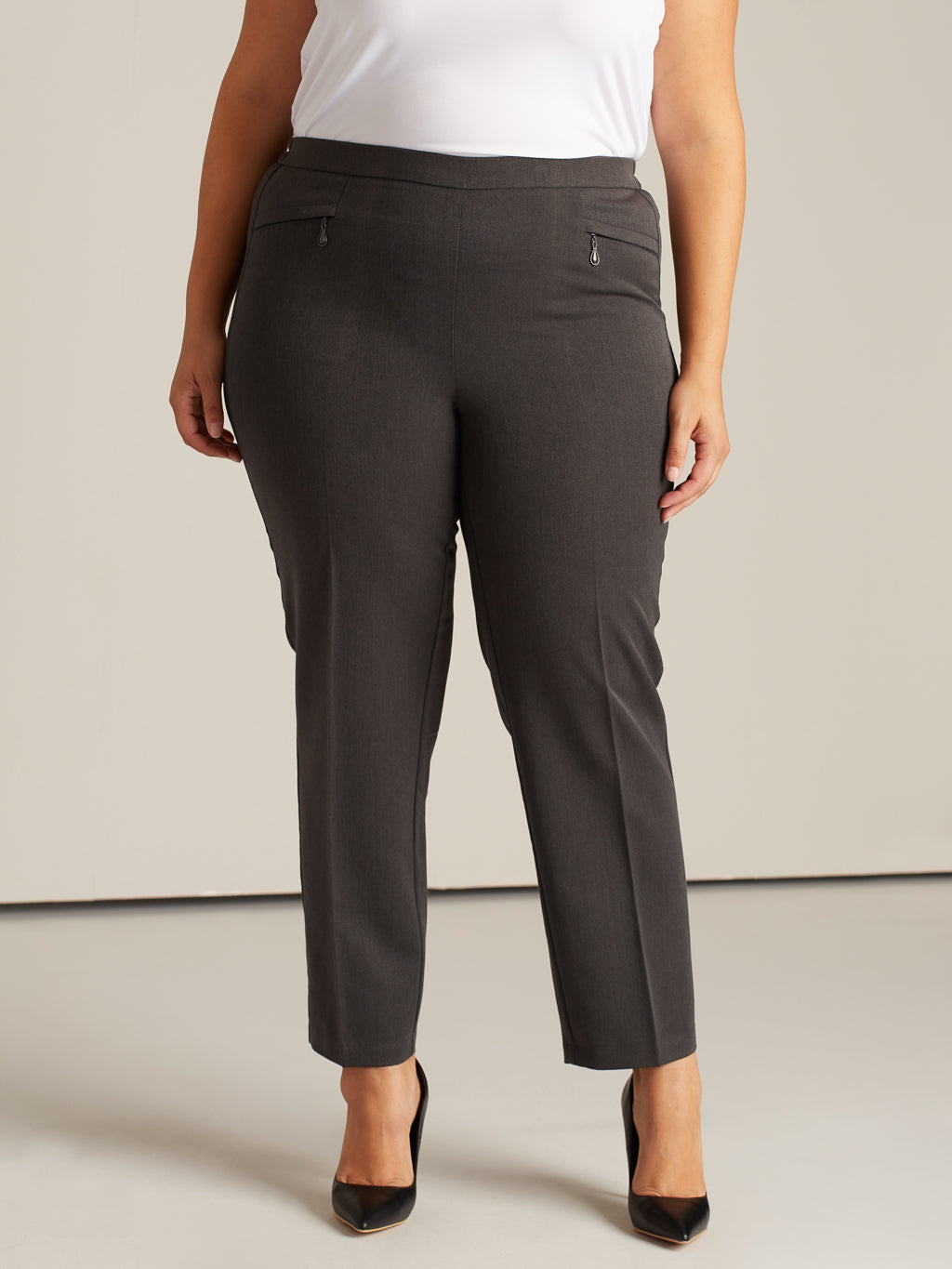 Pantalon habillé droit semi-ajusté à enfiler - Petite